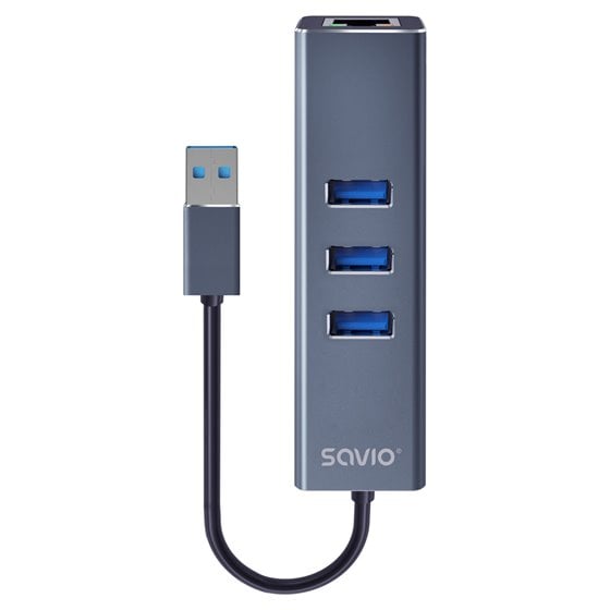 AK-57 USB-A - 3 x USB-A HUB with RJ-45 Gigabit Ethernet adapter 5000 Mbit/s grey USB 3.2 Gen 1 (3.1 Gen 1) Micro-B 5000 Mbit/s N
