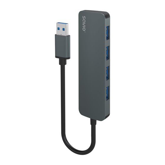 Hub 4 x USB-A 3.1 Gen 1 AK-53 USB 3.2 Gen 1 (3.1 Gen 1) Type-A 1000 Mbit/s Negro