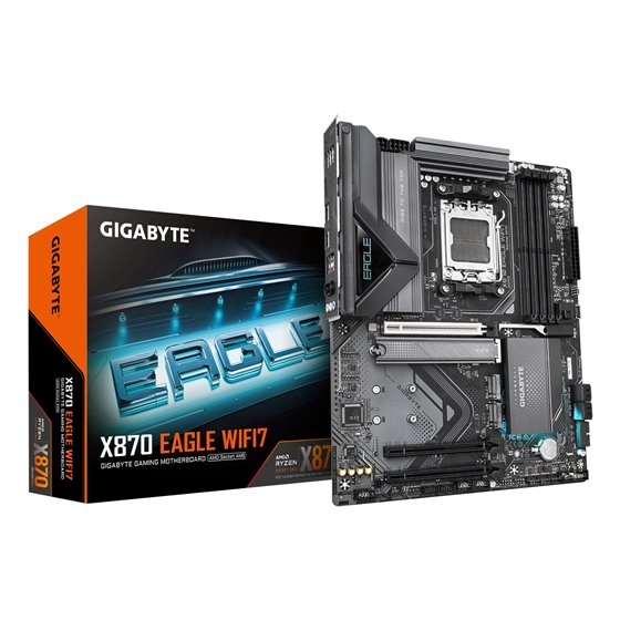 X870 EAGLE WIFI7 Placa Base - Compatible con CPUs AMD Ryzen 9000, 14+2+2 fases VRM, hasta 8000MHz DDR5 (OC), 1xPCIe 5.0 + 2xPCIe