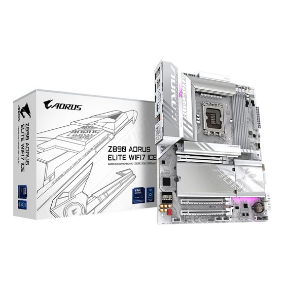 Placa base Z890 AORUS ELITE WIFI7 ICE - Compatible con CPUs Intel Core Ultra (Serie 2), VRM de 16+1+2 fases, hasta 8800MHz DDR5 