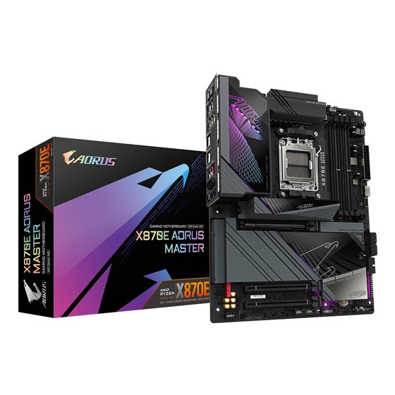 X870E AORUS MASTER Placa Base - Compatible con CPUs AMD Ryzen 9000, 16+2+2 fases VRM digitales, hasta 8600MHz DDR5 (OC), 3xPCIe 