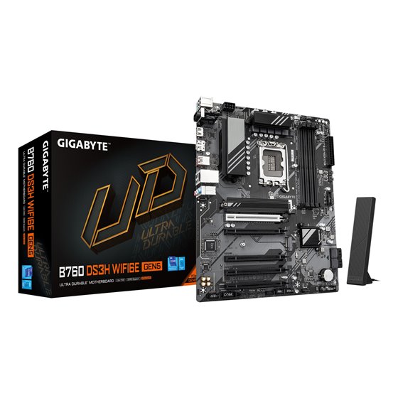 B760 DS3H WIFI6E GEN5 Placa Base – Compatible con procesadores Intel Core 14ª generación, VRM digital de 8+2+1 fases, hasta 5600