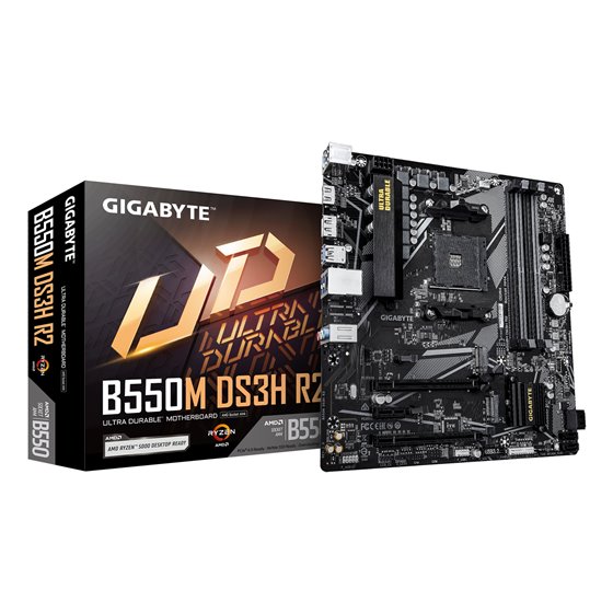 B550M DS3H R2 Placa base - Procesadores AMD Ryzen 5000, VRM de 5+3 fases, hasta 4733 MHz DDR4 (O.C.), 1x M.2 PCIe 4.0 + 1x M.2 P