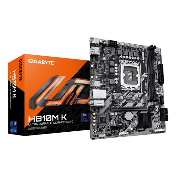 H810M K Placa Base – Procesadores Intel Core Ultra (Serie 2), VRM de 3+1+2 fases, hasta 6400 MHz DDR5, 1 x M.2 PCIe 4.0, LAN 1 G
