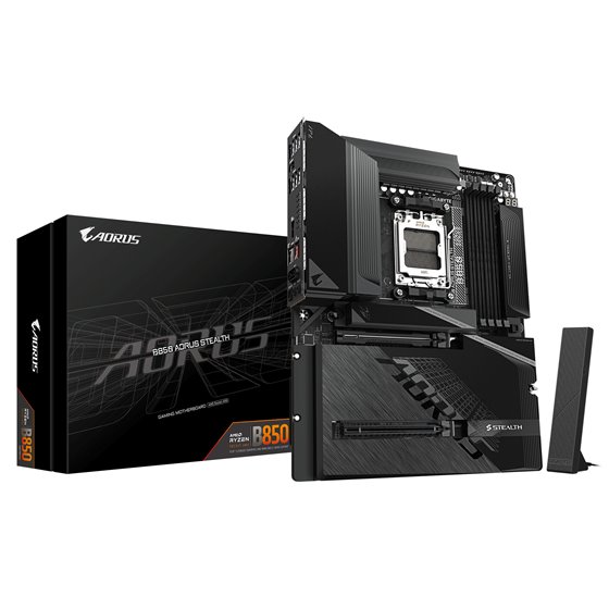 B850 AORUS STEALTH Placa Base – CPUs AMD Ryzen Serie 9000, VRM digital de 14+2+2 fases, hasta 8200 MHz DDR5 (O.C.), 2× M.2 PCIe 