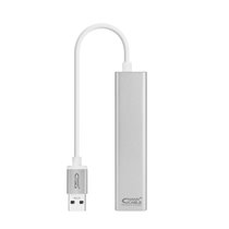 Conversor USB 3.0 a Ethernet Gigabit + 3xUSB 3.0, Plata, 15 cm