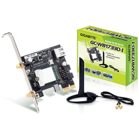 Gigabyte GC-WB1733D-I, Interno, Inalámbrico, PCI Express, WLAN / Bluetooth, Wi-Fi 5 (802.11ac), 1733 Mbit/s