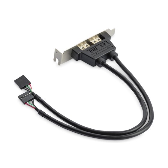 Cabezal Bracket Perfil Bajo de 2 puertos USB 2.0 con conexión a Placa Base 2x IDC5 - Low Profile
