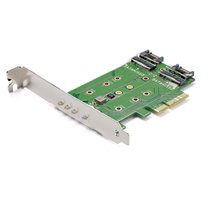 Tarjeta Adaptadora de 3 Puertos M.2 NGFF para SSD - Soporta 1x SSD M.2 PCIe NVMe - 2x SSD M.2 SATA III - Adaptador PCIe 3.0