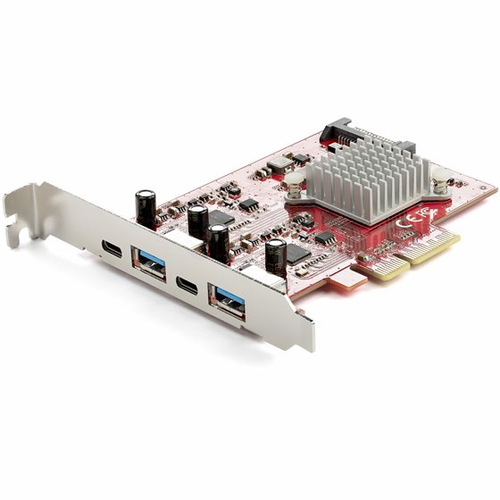 Tarjeta PCIe de 4 Puertos USB - Tarjeta de Expansión PCI Express USB de 10Gbps con 2 Controladores - 2 Puertos USB-C y 2 Puertos