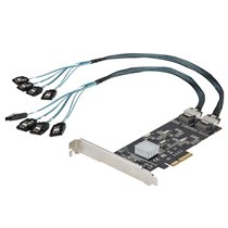 Tarjeta PCIe de 8 Puertos SATA - Tarjeta Adaptadora de Expansión PCI Express SATA con 4 Controladores de Host - Tarjeta Controla