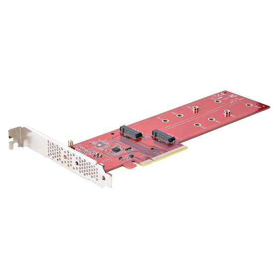 Tarjeta PCIe Adaptadora para 2 SSDs M.2, PCI Express x8 o x16 a NVMe Doble o SSDs M.2 AHCI, PCI Express 4.0, 7,8Gbps por Unidad 