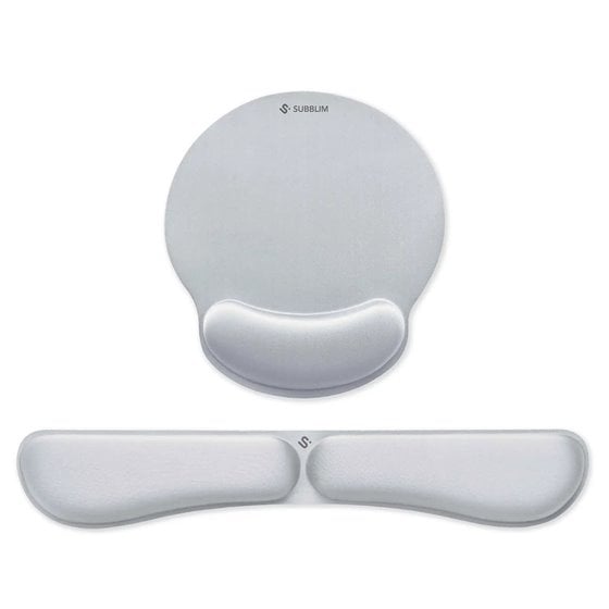 Pack Ergo Memoryflex – Conjunto de alfombrilla para ratón y reposamuñecas para teclado Plata