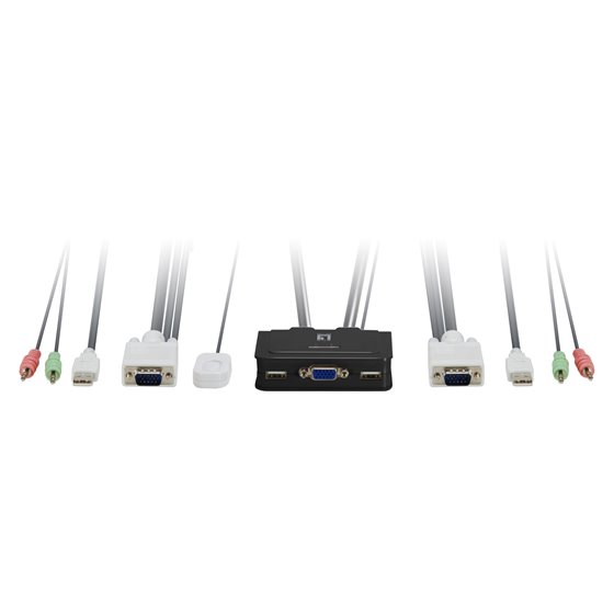 KVM de 2 puertos, VGA, USB, Audio