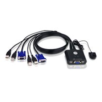 Switch KVM formato cable VGA USB de 2 puertos con selector remoto de puerto