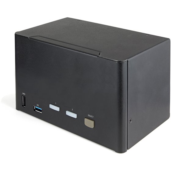 Switch Conmutador KVM de 2 Puertos DisplayPort 1.2 para 4 Monitores - DP HDR UHD 4K de 60Hz - Hub Ladrón de 2 Puertos USB 3.0 (5