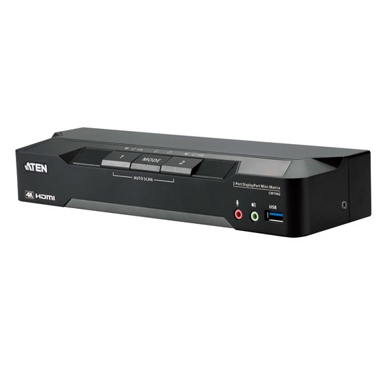 Matriz de vídeo en formato compacto KVM DisplayPort 4K dual display de 2 puertos con Boundless Switching