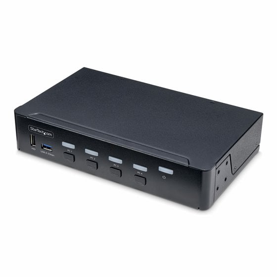 Switch KVM de 4 Puertos DisplayPort para Un Monitor - 4K 60Hz - Hub Ladrón de 6 Puertos USB - TAA - DisplayPort 1.2 - Independie