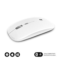 Ratón Óptico Inalámbrico 2.4G y Bluetooth Dual Flat Mouse Recargable Blanco