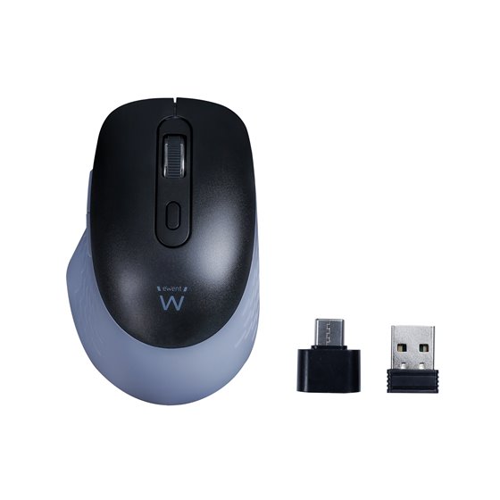 Ratón óptico inalámbrico con conectividad multidispositivo, clics silenciosos y adaptador tipo C