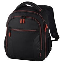 Mochila para equipo fotográfico, Funda tipo mochila para cámara réflex, compartimientos extraíbles, color negro y rojo