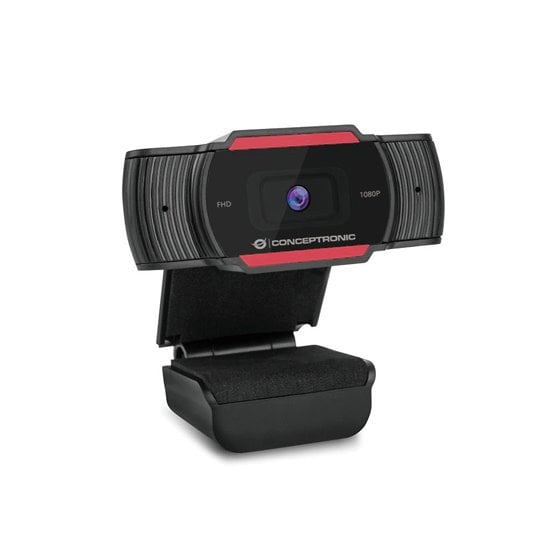 AMDIS 1080P FHD cámara web 1920 x 1080 Pixeles USB 2.0 Negro, Rojo