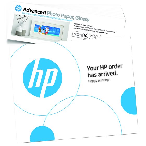 Papel fotográfico Advanced, brillante, 65 libras, 4 x 12 pulgadas (101 x 305 mm), 10 hojas