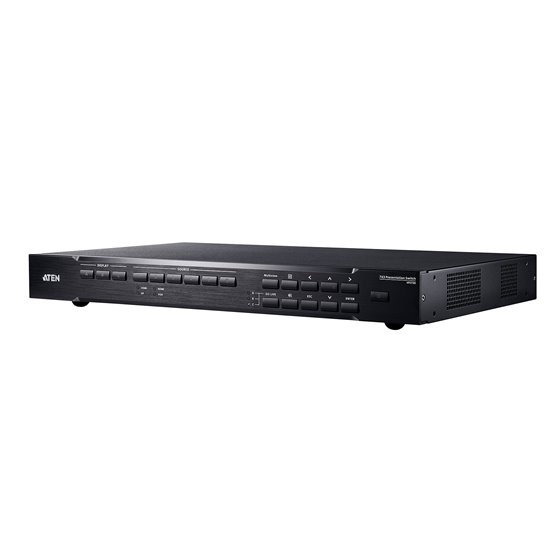 Switch de presentación 7 x 3 con escalador de vídeo, streaming, mezclador de audio y HDBaseT