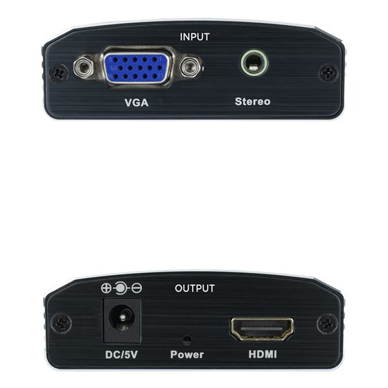 Conversor SVGA+Audio a HDMI con Alimentación, SVGA/H+Jack 3.5/H-HDMI A/H, Negro