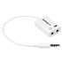 Adaptador de Auriculares con Micrófono Mini-Jack 3,5mm 4 pines a Conectores de Auriculares y de Micrófono - M a 2xH Blanco
