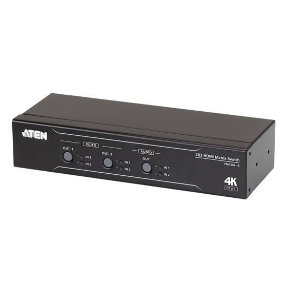 Switch de matriz HDMI 4K real 2 x 2 con desincrustador de audio