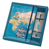 Set Cuaderno 4º + Bolígrafo I-TOTAL Blue Maps