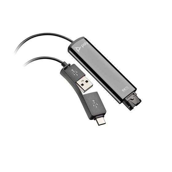 Adaptador negro Poly DA75 USB a QD compatible con TAA