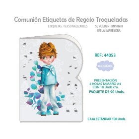 Etiquetas Personalizables Comunión ARGUVAL Niño Blister x90 unds