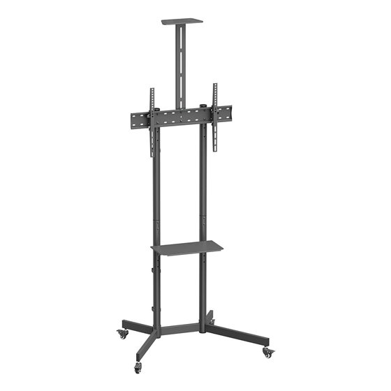 Soporte De Suelo Eco Con Rueda, Bandeja Para DVD Y Soporte De Cámara Para Monitor/TV 45kg De 37-70, Negro