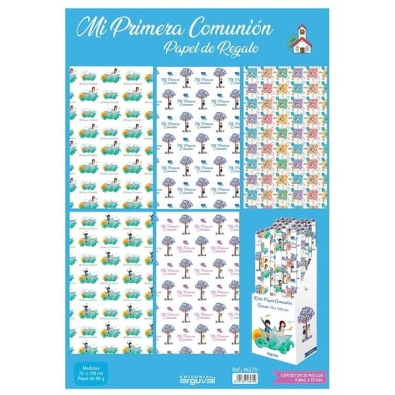 Papel Regalo Comunión ARGUVAL 70 x 100 cm.