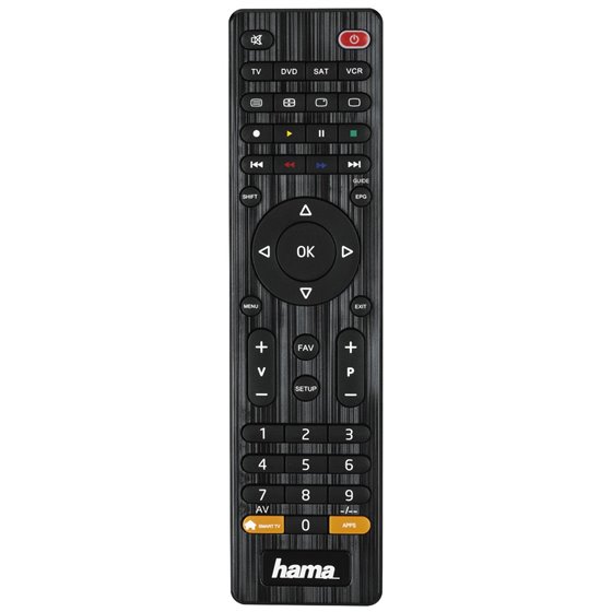 Mando de TV universal, para manejar hasta 4 aparatos, compatible con más de 1000 aparatos, color negro