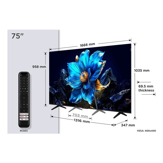 P7K 75P7K Televisor 190,5 cm (75") 4K Ultra HD Smart TV Wifi Metálico 450 cd / m²