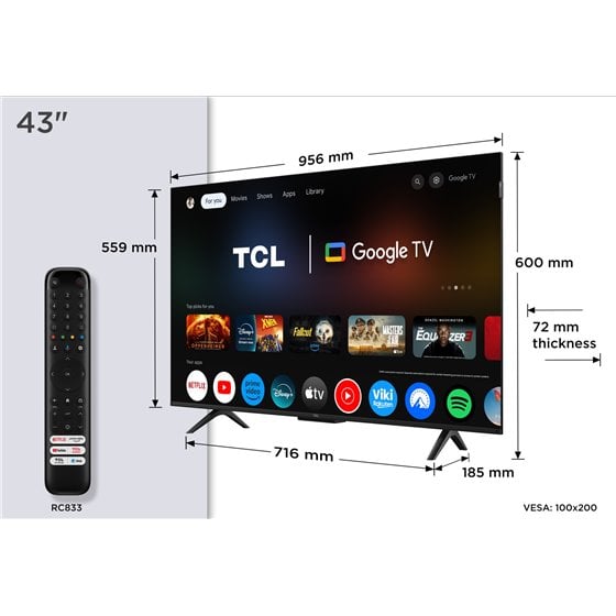 P7K 43P7K Televisor 109,2 cm (43") 4K Ultra HD Smart TV Wifi Metálico 430 cd / m²