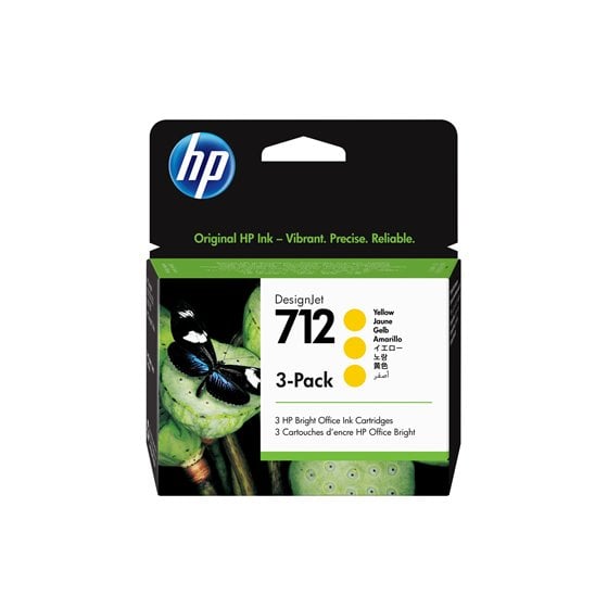 Paquete de 3 cartuchos de Tinta DesignJet 712 amarillo de 29 ml