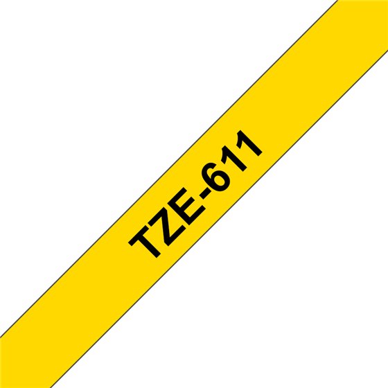 TZE-611 cinta para impresora de etiquetas Negro sobre amarillo