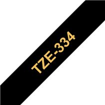 TZE-334 cinta para impresora de etiquetas Oro sobre negro