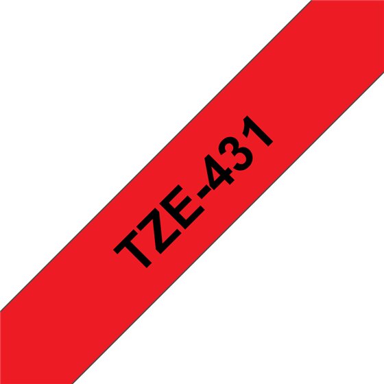 TZE-431 cinta para impresora de etiquetas Negro sobre rojo