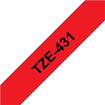 TZE-431 cinta para impresora de etiquetas Negro sobre rojo