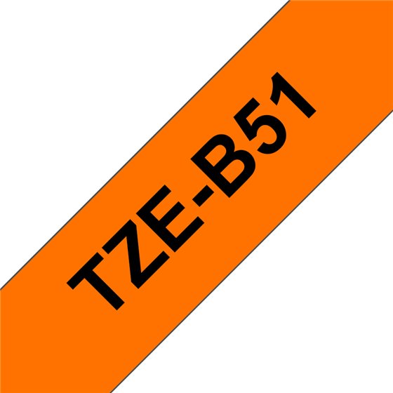 TZE-B51 cinta para impresora de etiquetas Negro sobre naranja fluorescente