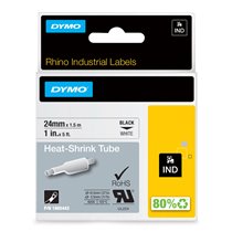 Rhino Tubos industriales termorretráctiles para etiquetas de cable | 24 mm x 1,5 m | Impresión en negro sobre blanco | Autoadhes