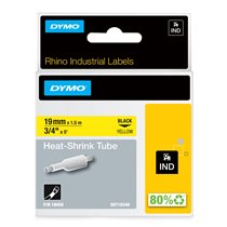 Rhino Tubos termorretráctiles industriales para etiquetas de cables | 19 mm x 1,5 m | Impresión en negro sobre amarillo | para r