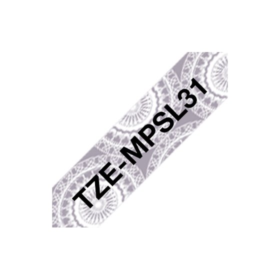 TZE-MPSL31 cinta para impresora de etiquetas Negro sobre plata