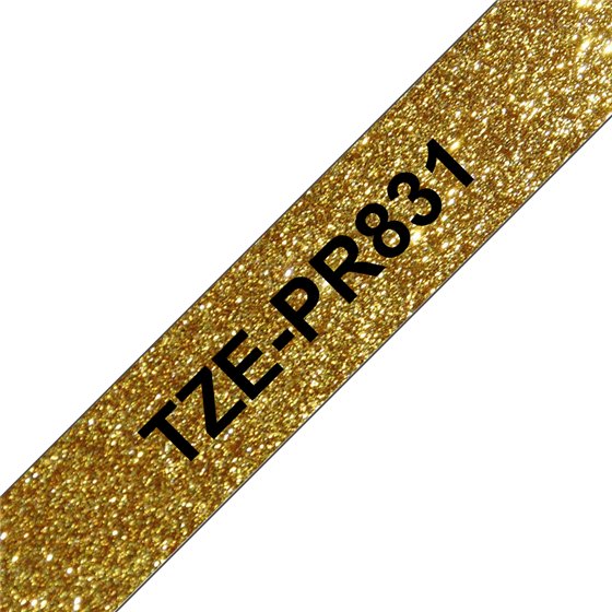 TZE-PR831 cinta para impresora de etiquetas Negro en el oro