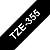 TZE-355 cinta para impresora de etiquetas Blanco sobre negro